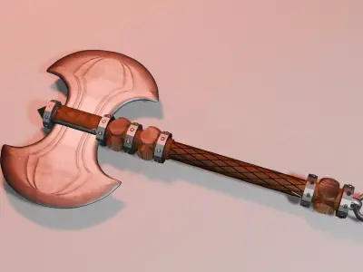 Lowpoly Battle Axe Ancient Warriors Essential Free 3D model