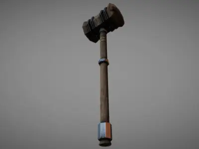 Wooden Warhammer 01 Low-poly 3D model