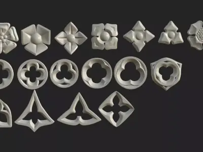 Gothic flowers Low-poly 3D model