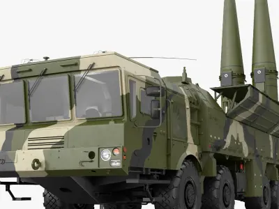 Iskander SS-26 Stone in Camouflage Colored Rigged for Maya 3D model purchase