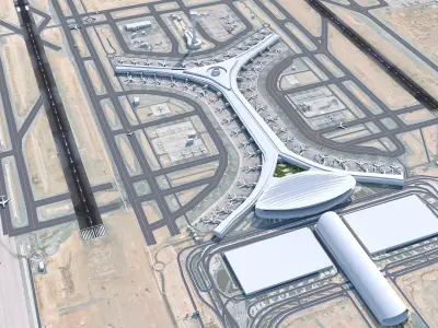 Jeddah - King Abdulaziz Airport 11km Low-poly 3D model