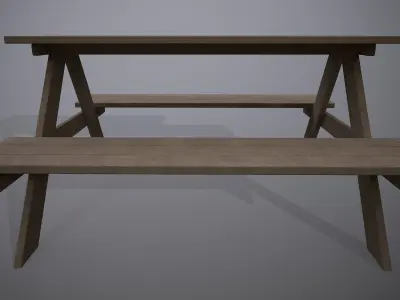 Wooden Picnic Table 3D model purchase