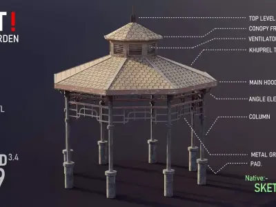 Hut for Garden Low-poly 3D model