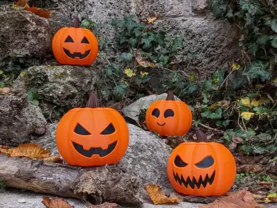 Jack-o-Lantern Pumpkin Set STL Free 3D print model