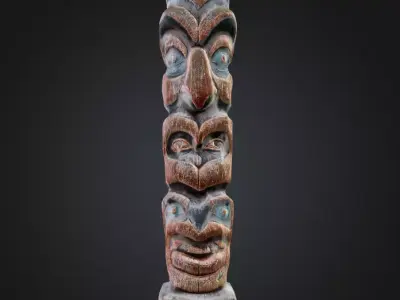 Photorealistic Totem Pole - Low-poly 3D Model Low-poly 3D model