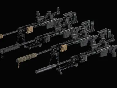 M2010 Sniper Rifle PBR Low-poly 3D model