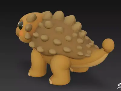 Cartoon Plush Ankylosaurus Low-poly 3D model