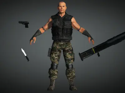 AAA Military Male Character 08 Low-poly 3D model