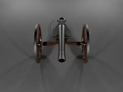 Field Gun - Cannon Low-poly 3D model