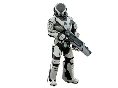 CYBORG SOLDIER RX-5 Rigged for Unreal Engine - Unity - MIXAMO 3D model