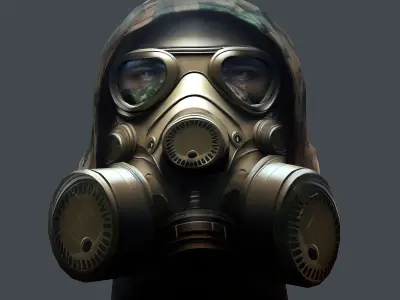 Gas mask helmet 3d model military combat Low-poly Low-poly 3D model