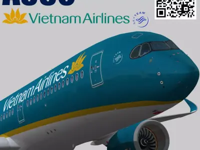 Airbus A350-900 XWB Vietnam Airlines Low-poly 3D model