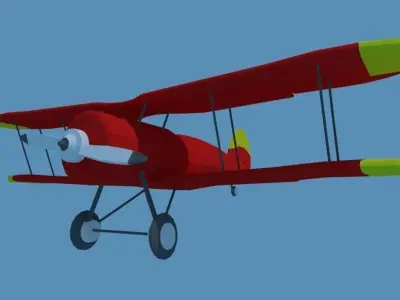 Low poly biplane or plane Low-poly 3D model