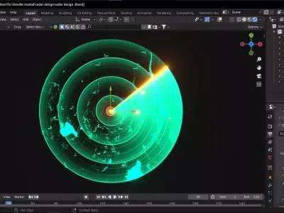 scifi radar hud design Low-poly 3D model