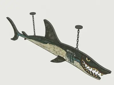 Fish Restaurant Sign 03 Low-poly 3D model