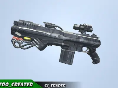 Modern Sci-Fi Space Gun 3D Model Low-poly 3D model