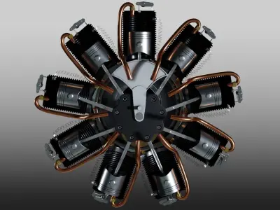 Pistons and Mechanism for Radial Motor 3D model