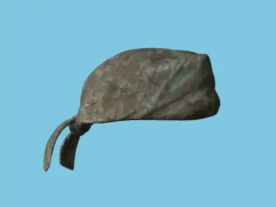 Bandana 02 - Green Camouflage Military - Character Design Low-poly 3D model