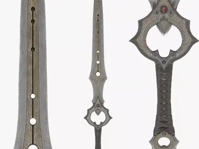 Highly Detailed Ornate Fantasy Sword 3D model