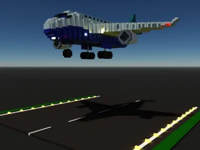 Voxel Airplane Low-poly 3D model