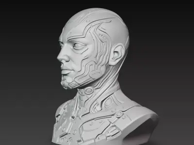 Cybernetic Android Bust STL Futuristic Sci-Fi Robot 3D print model
