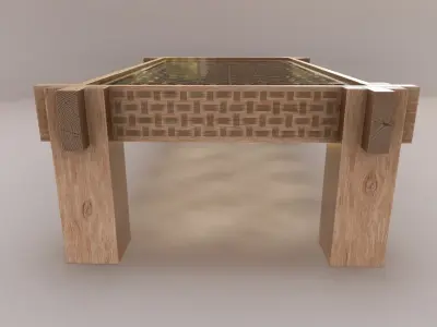 Wicker coffee table Free low-poly 3D model