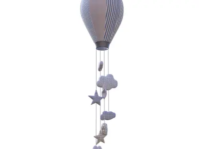 hot air balloon baby mobile Low-poly 3D model