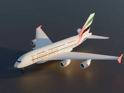 Airbus a380 - Emirate Airline 3D model