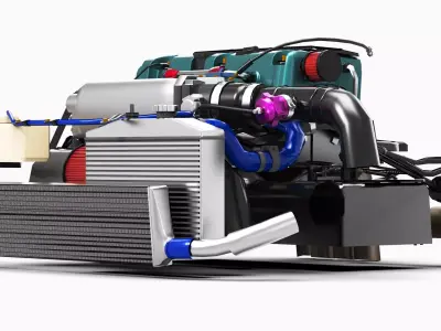 Honda K24 VTEC Engine Low-poly 3D model