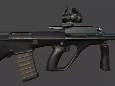 Steyr AUG A3 M1 with Aimpoint CompM4 Low Poly Weapon  Low-poly 3D model