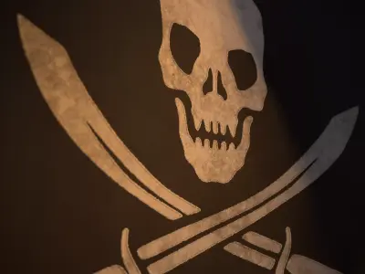 Animated Pirate Black Flag Low-poly 3D model