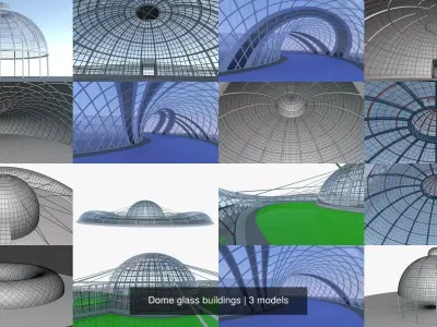 Dome glass buildings 3D Model Collection