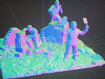 WWII Luftwaffe Ground Crew  Technicians 3D print model