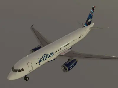 Jetblue airbus a320-232 low poly 3D Model  Low-poly 3D model