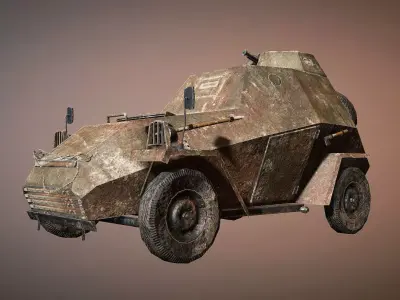 BA-64 Lowpoly armored car-Game ready Low-poly 3D model
