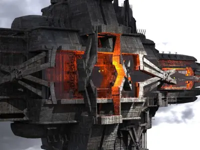 Dark cyberpunk Sci-Fi Ship  Kit bash  3D model