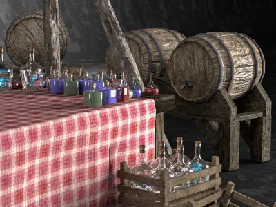 Medieval Alchemy Shop Low Poly include 49 Model Low-poly 3D model