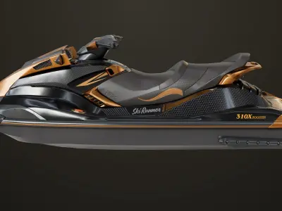Jet Ski 01 Black Generic All PBR Unity UE Textures 3D model