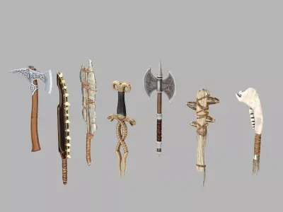 Medieval Polearms Weapon Pack 02 Low-poly 3D Model Low-poly 3D model