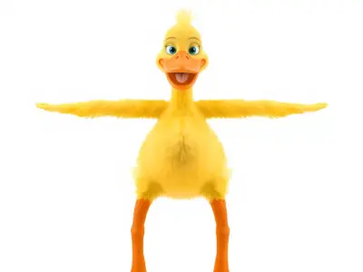 Vibrant Yellow Duckling model pack Low-poly 3D model