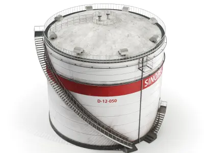Detailed Oil Storage Cylindrical 3D model