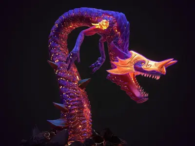 Dragon handpainted game ready Low-poly 3D model