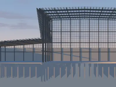 Factory building in section cut 24ZZ36 3D model