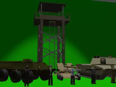 Military Models Pack Low-poly 3D model
