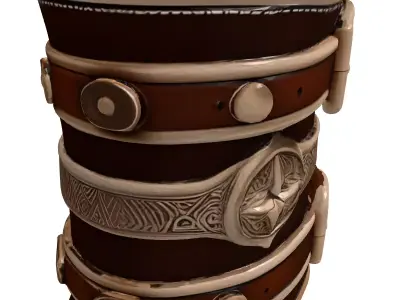 Ornate Fantasy Leather Bracer 3D model