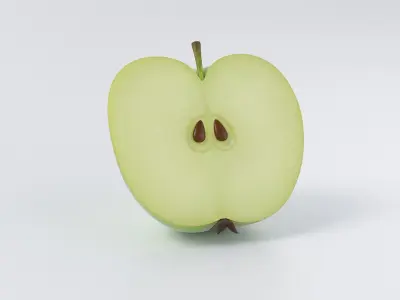 Cartoon Green Apple Half 3D model