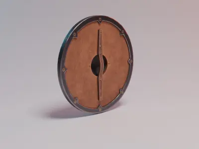Stylized round shield Low-poly 3D model