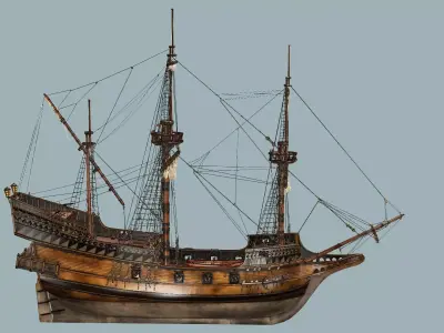 Sailboat Galleon - GameReady Sailing Ship Artemis 3D Model Low-poly 3D model