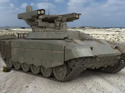 Tank Terminator BMPT 72 Green Dirty 3D model