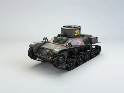 Low Poly Rikstanken light tank Low-poly 3D model